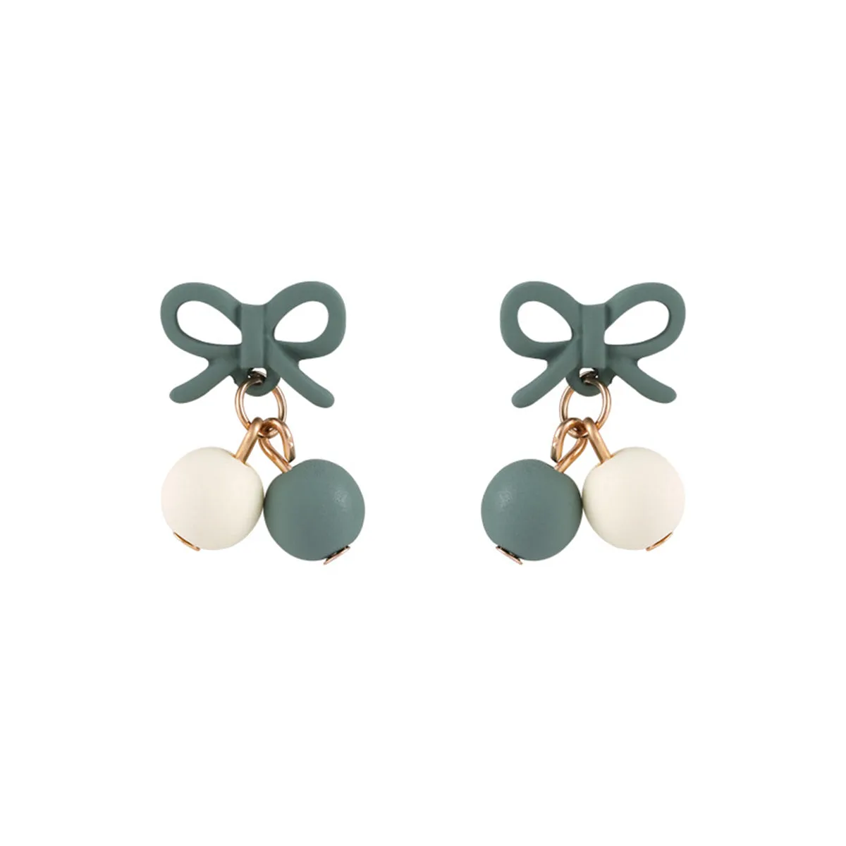 Green Enamel & 18K Gold-Plated Bow Drop Earrings