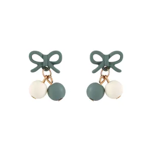 Green Enamel & 18K Gold-Plated Bow Drop Earrings