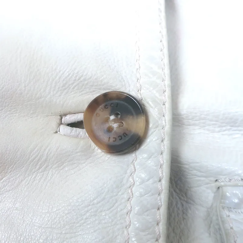 Gucci Leather Bomber Jacket Cream Size 40