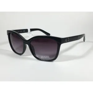 Guess Designer Sunglasses Matte Black And Shiny Black With Smoke Gradient Lens GF0300 01B