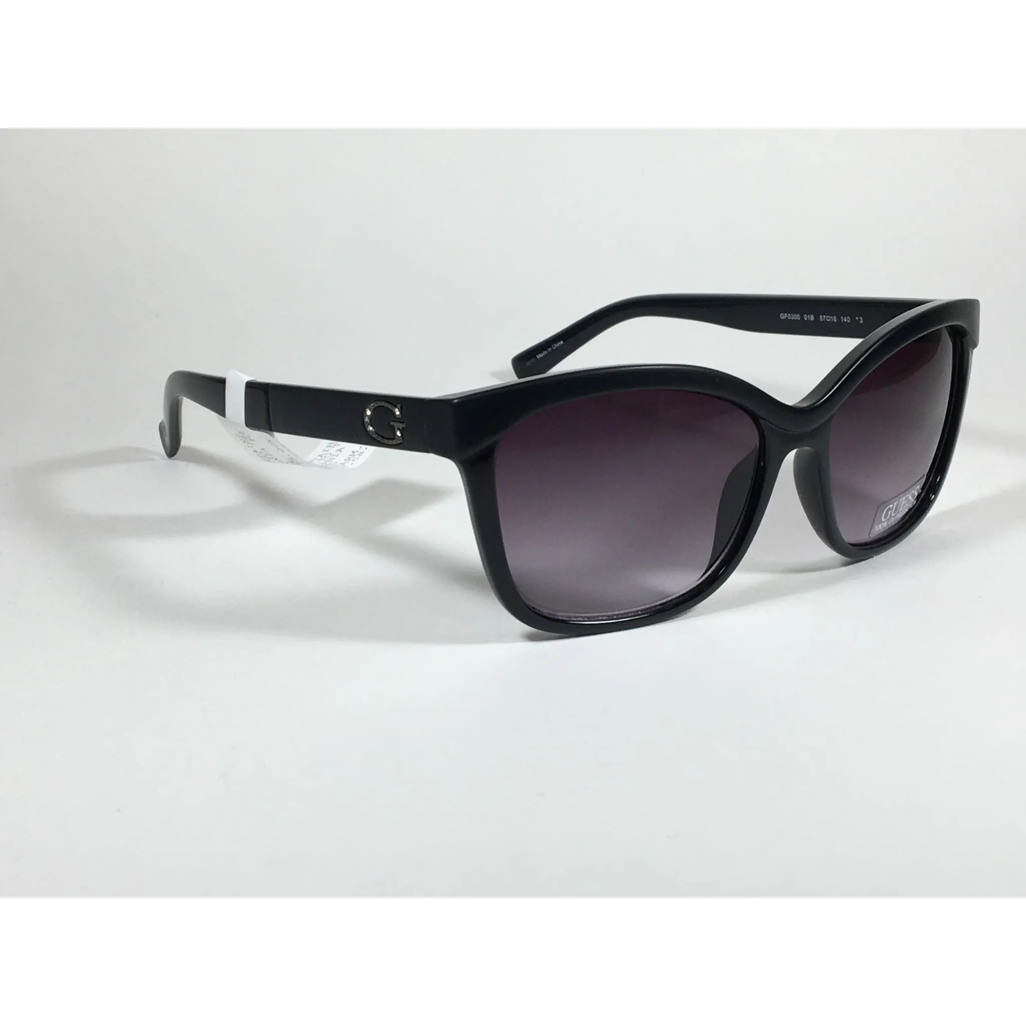 Guess Designer Sunglasses Matte Black And Shiny Black With Smoke Gradient Lens GF0300 01B