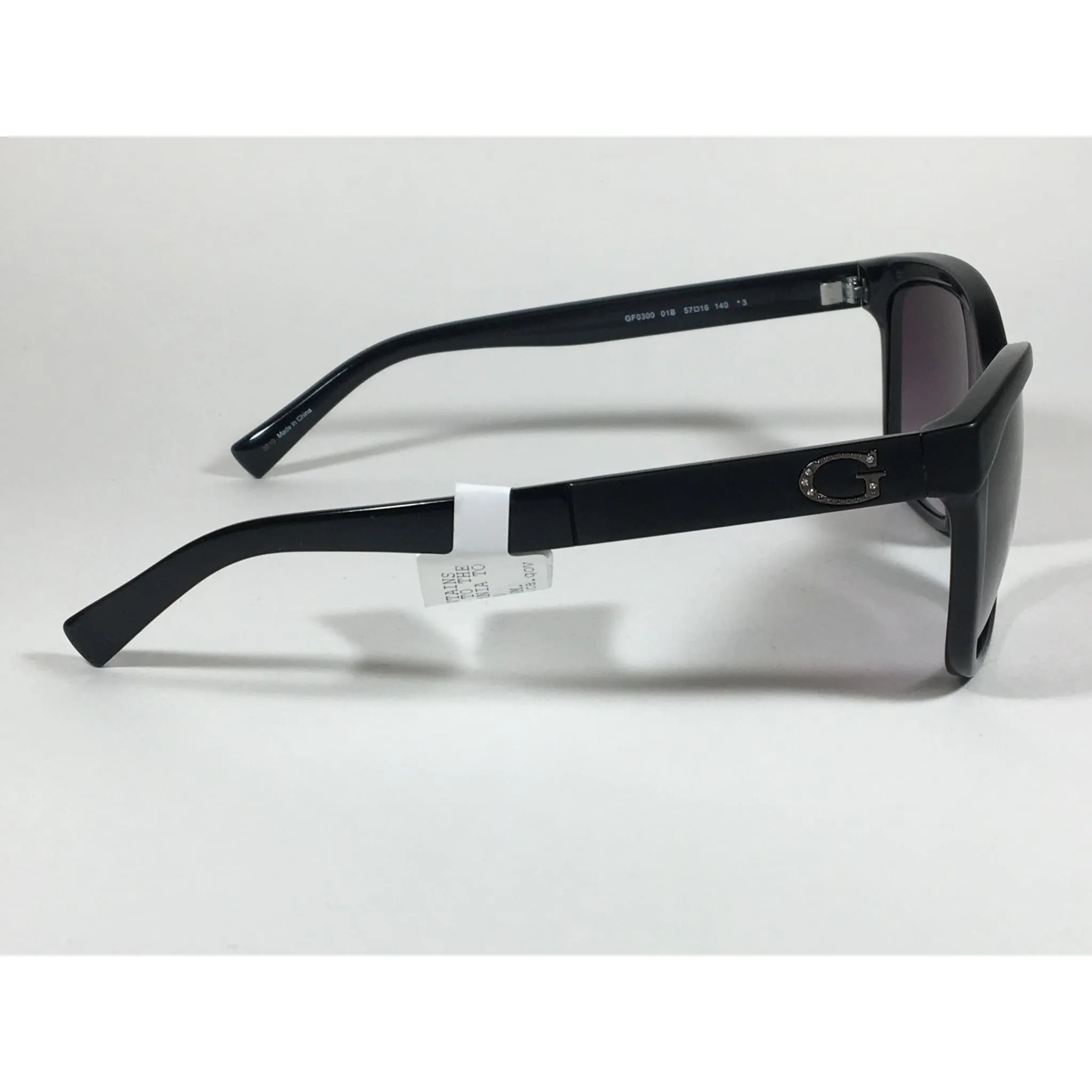 Guess Designer Sunglasses Matte Black And Shiny Black With Smoke Gradient Lens GF0300 01B