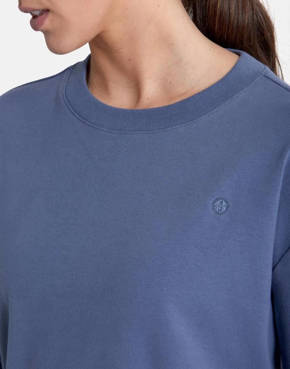 Gym Coffee Chill Longline Crew (Womens) - Thunder Blue