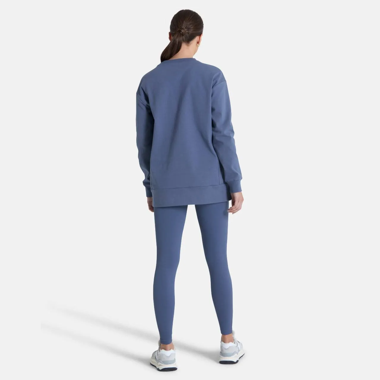 Gym Coffee Chill Longline Crew (Womens) - Thunder Blue