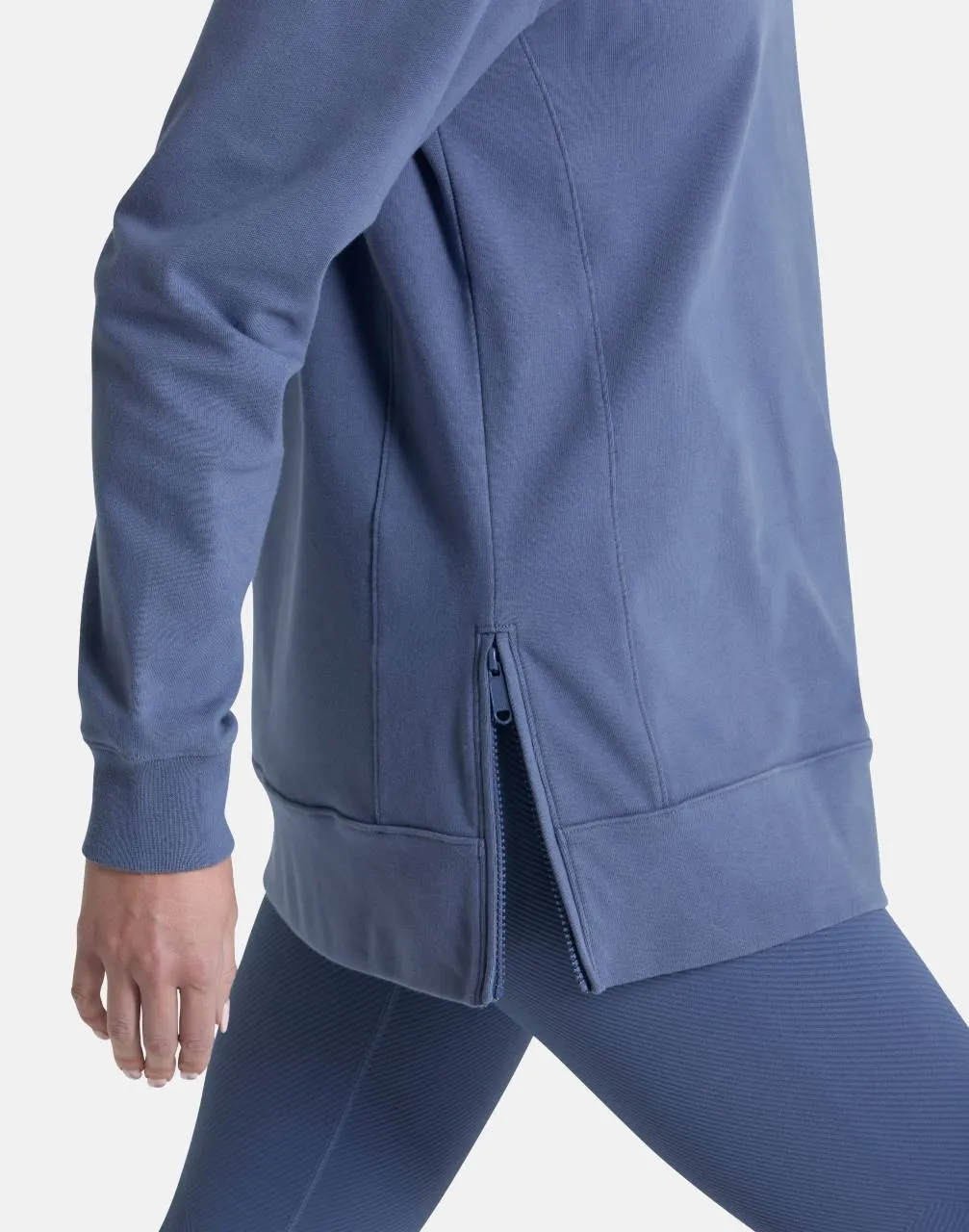 Gym Coffee Chill Longline Crew (Womens) - Thunder Blue