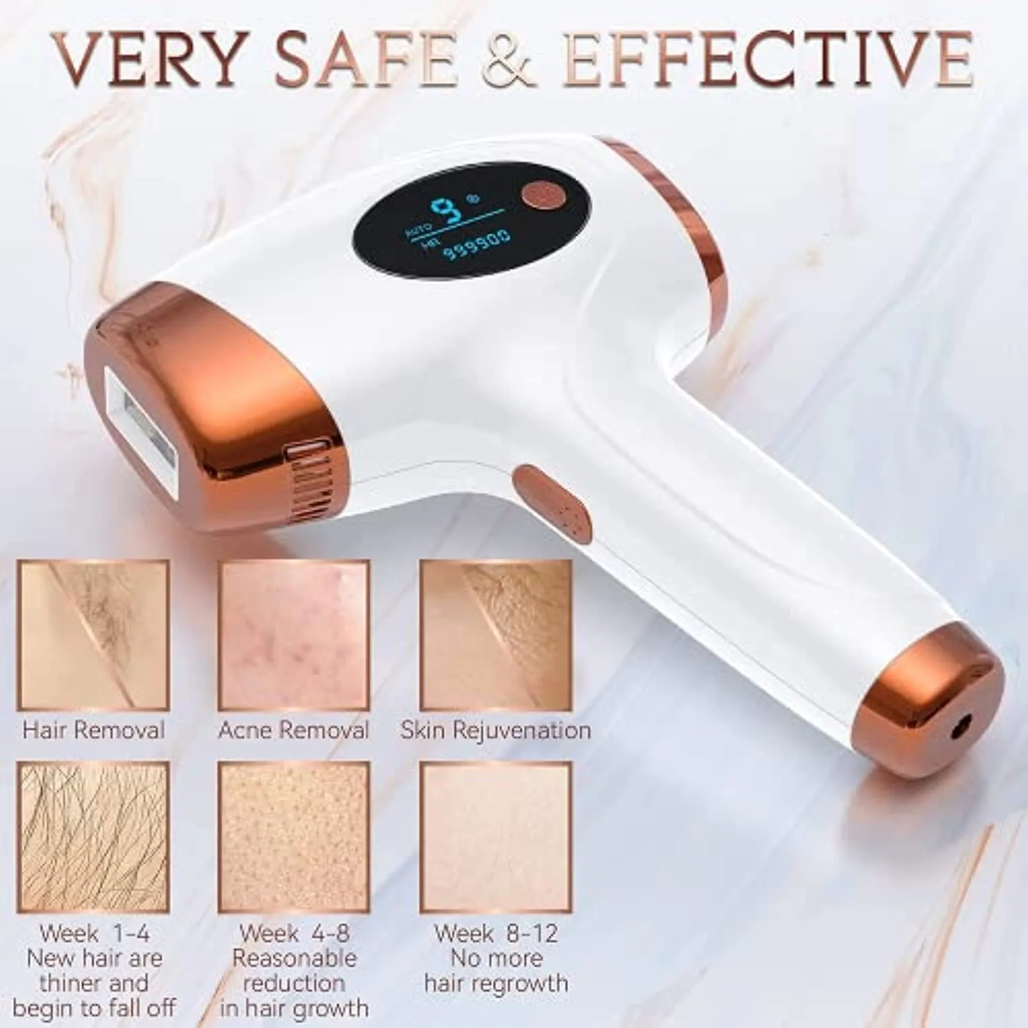 Hair Removal, Laser Permanent Hair Removal for Women and Men, 999900 Flashes UPGRADED At-Home Hair Removal Device for Facial Legs Arms Whole Body Treatment