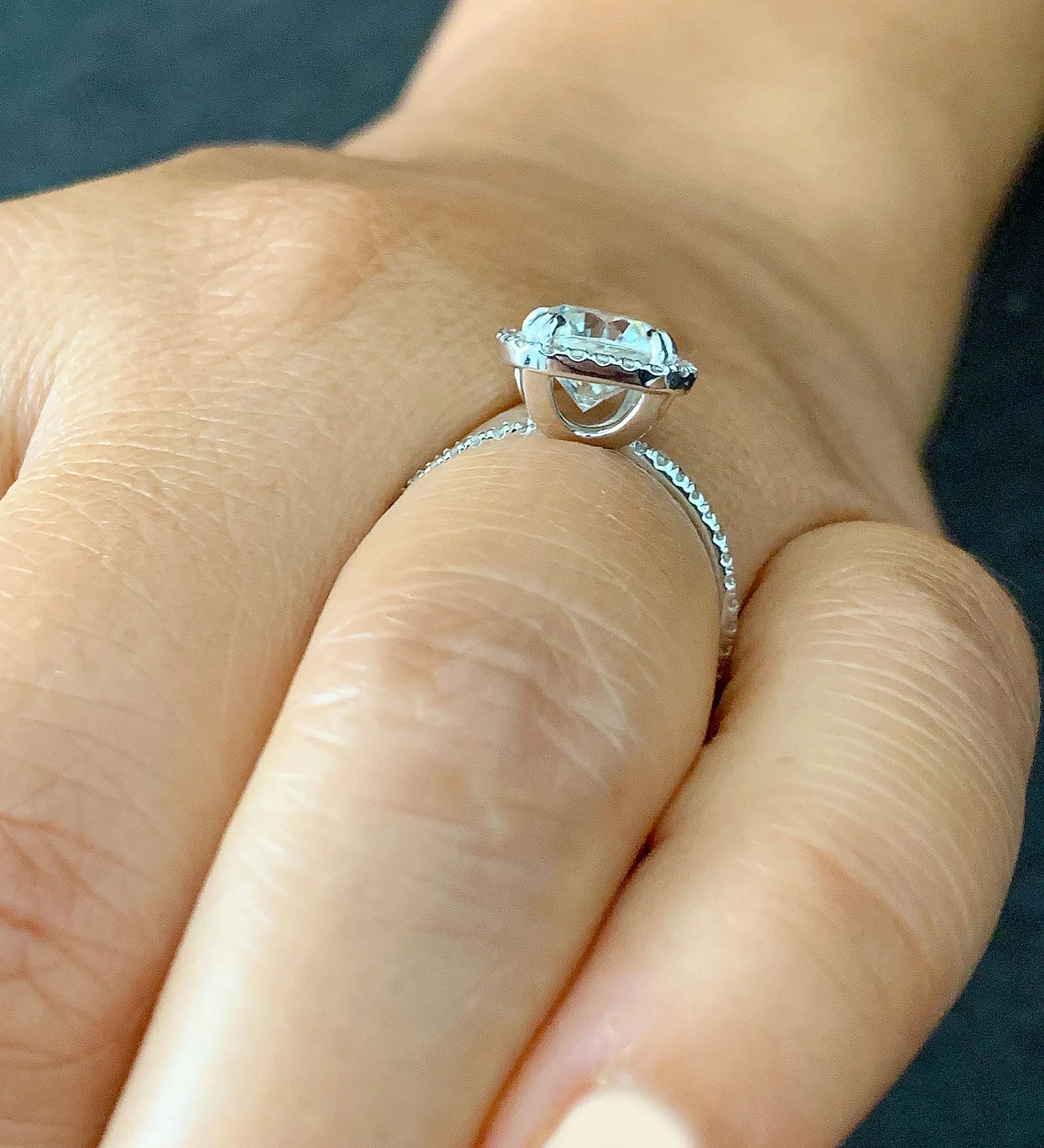Halo Women's 14k solid white gold cushion cut forever one moissanite and natural diamond engagement ring Bridal Wedding Halo 2.30ct