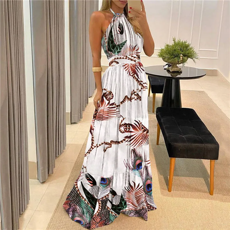 Halter Floral Long Dresses