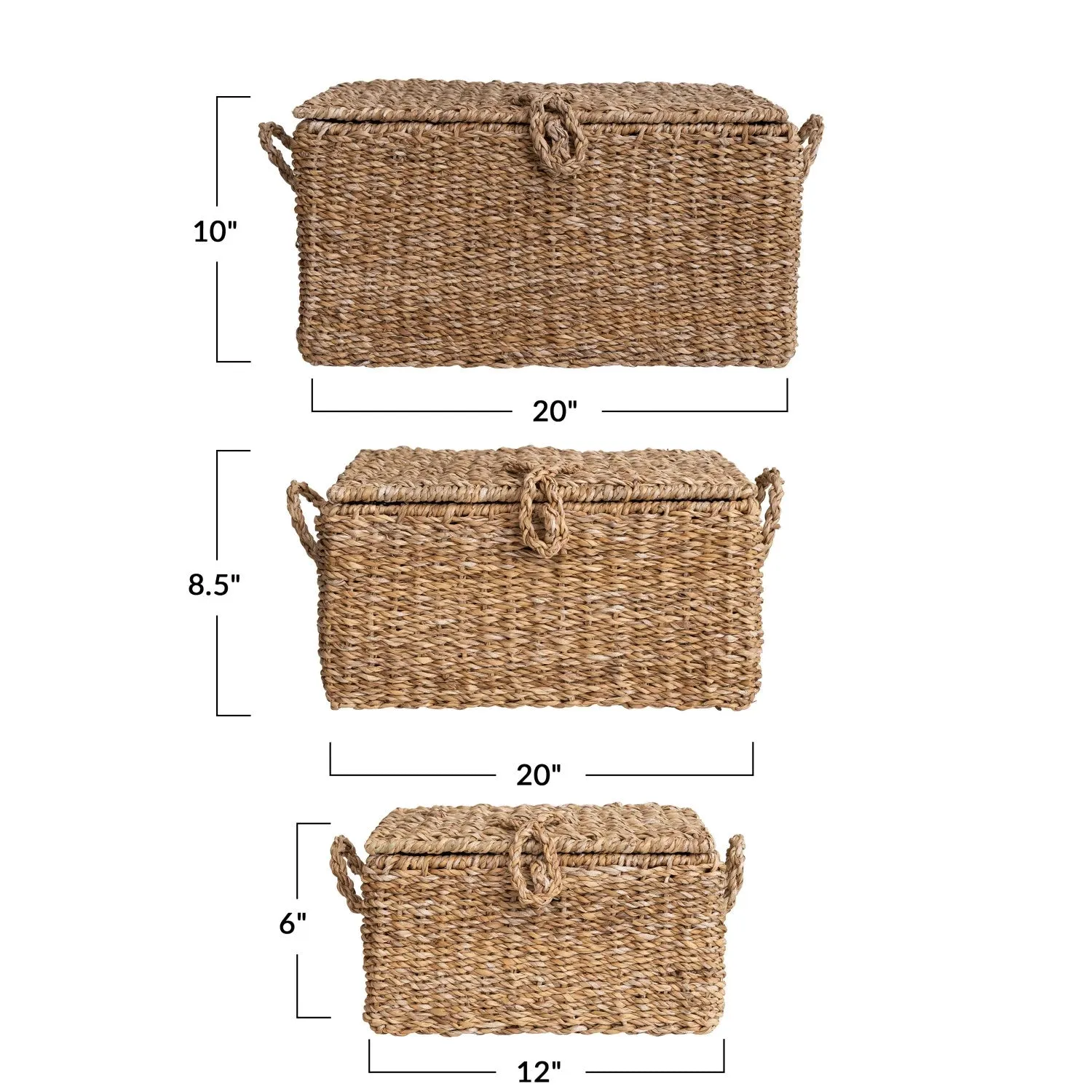 HAND WOVEN SEAGRASS WIRE FRAMED TRUNK-SMALL