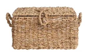 HAND WOVEN SEAGRASS WIRE FRAMED TRUNK-SMALL