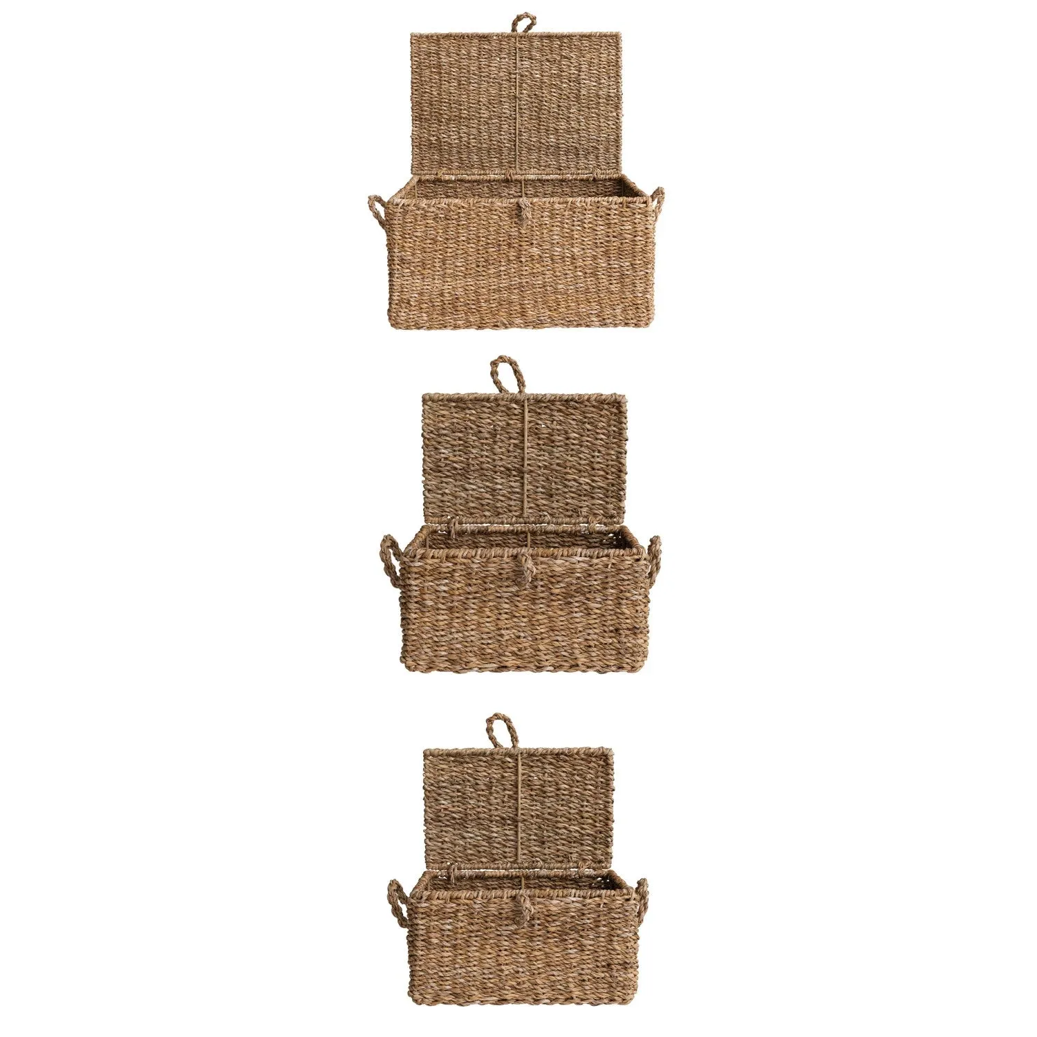 HAND WOVEN SEAGRASS WIRE FRAMED TRUNK-SMALL
