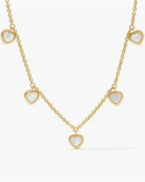 Heart Delicate Charm Necklace- Mother of Pearl