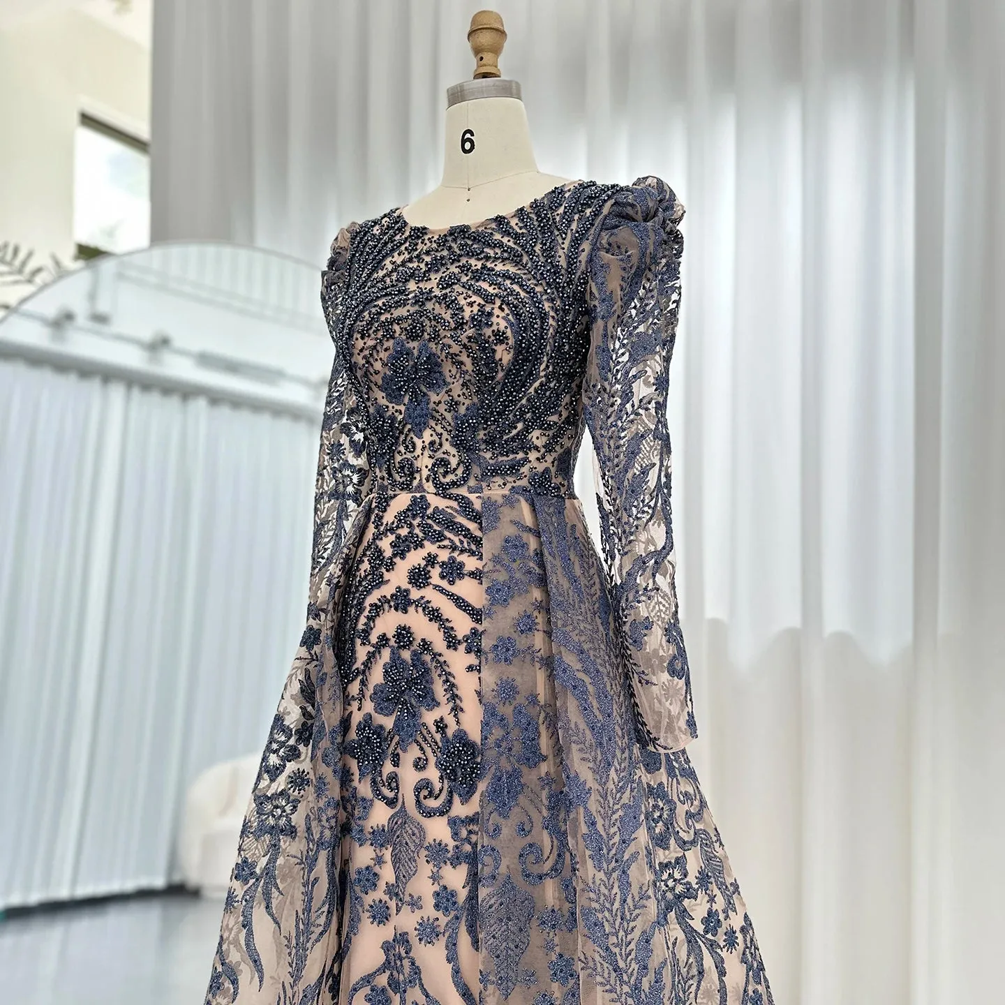 HELEN Luxury Sequined Evening Dress with Overskirt
