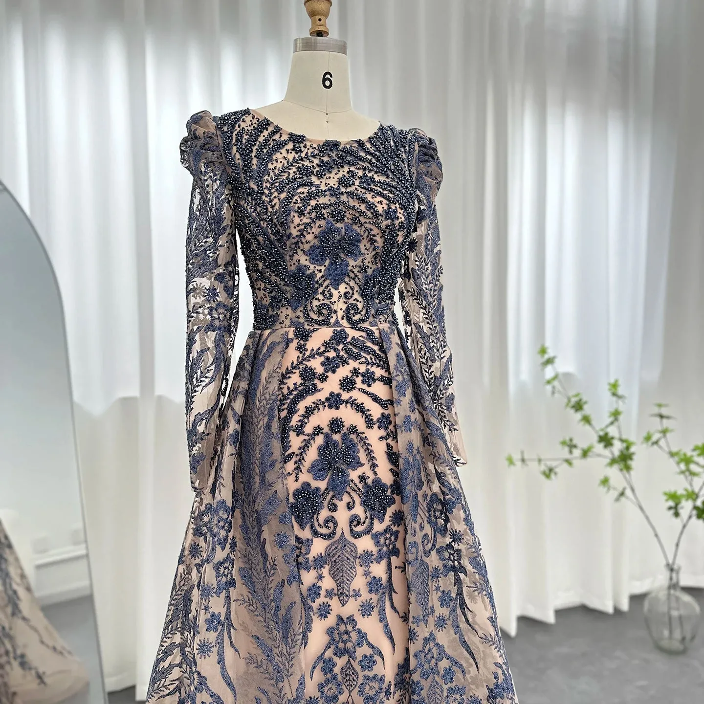 HELEN Luxury Sequined Evening Dress with Overskirt