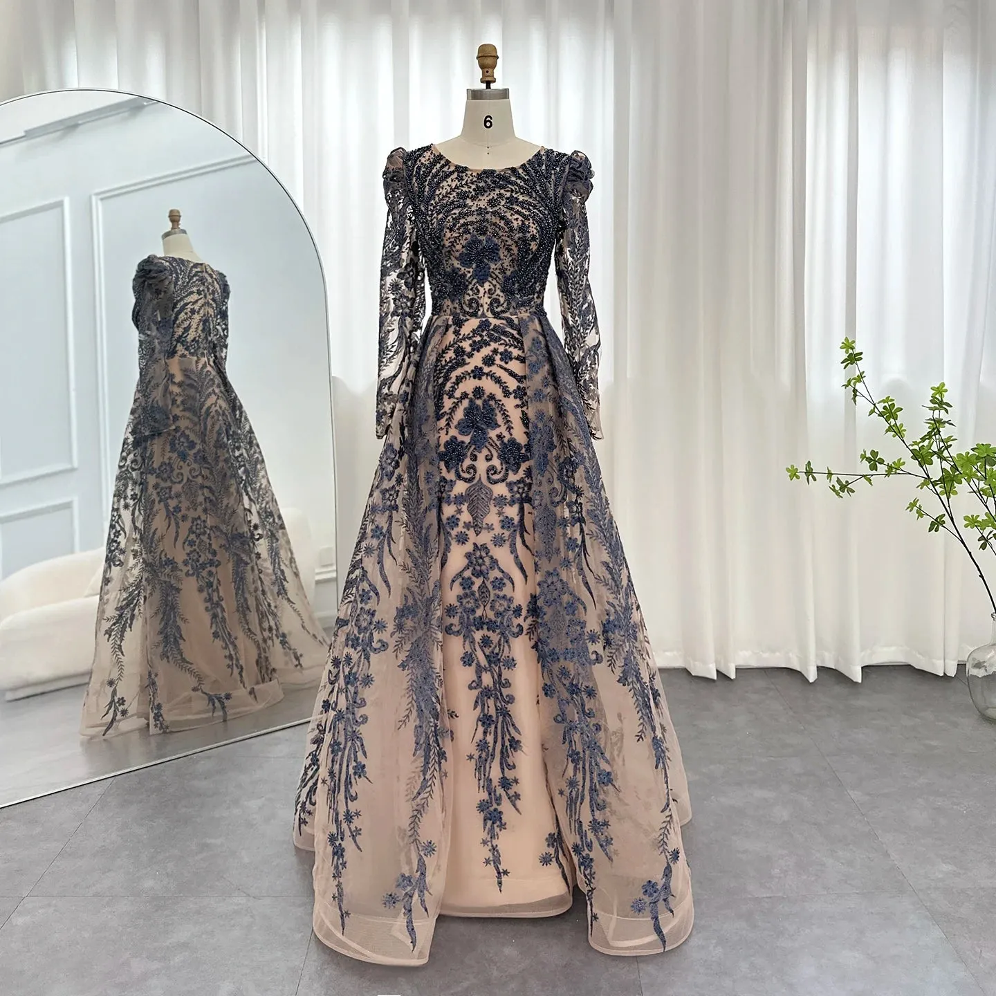 HELEN Luxury Sequined Evening Dress with Overskirt