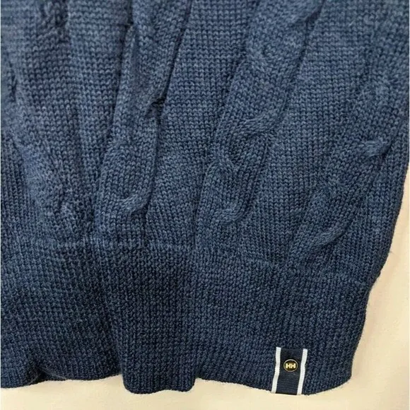 Helly Hansen Women's Sweater Blue Knit V-Neck 100% Merino Wool Size Large
