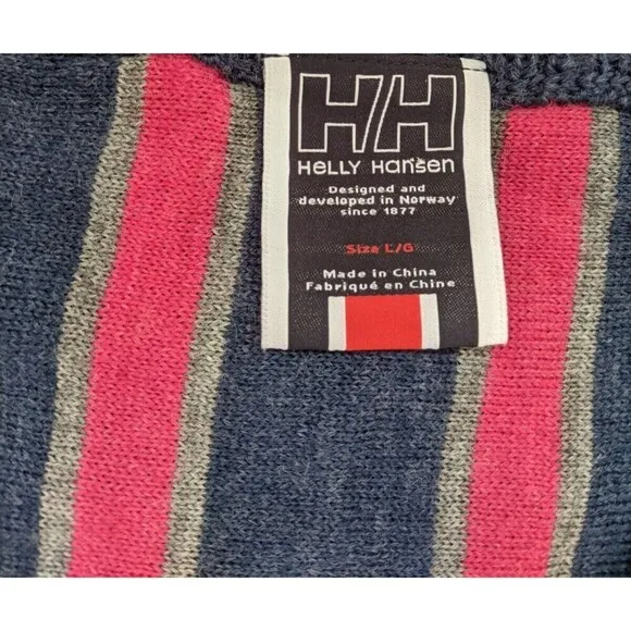 Helly Hansen Women's Sweater Blue Knit V-Neck 100% Merino Wool Size Large