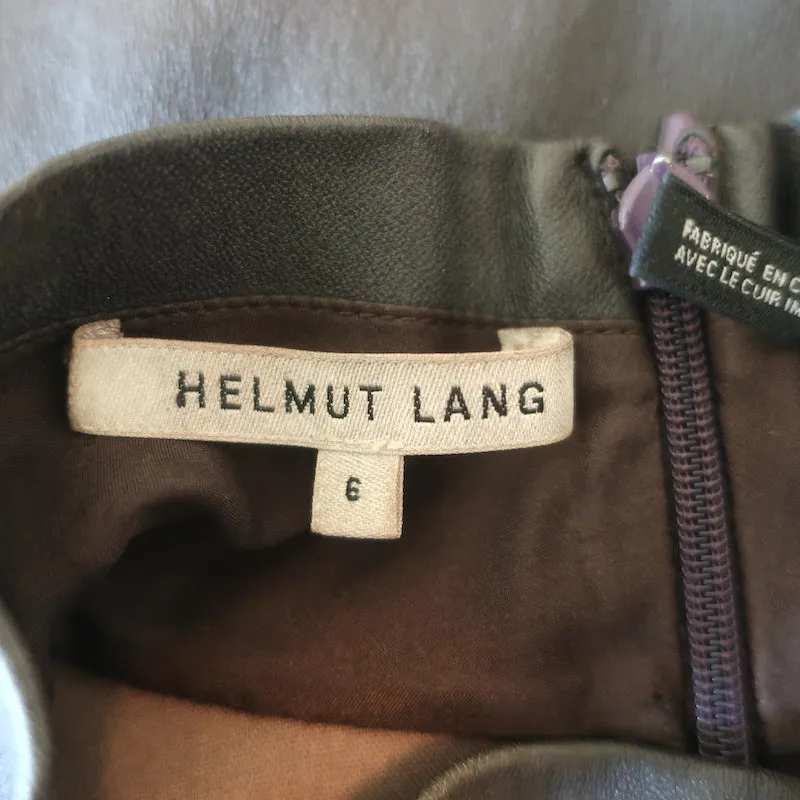 Helmut Lang Leather Turtleneck Mini Dress Dark Brown Size 6