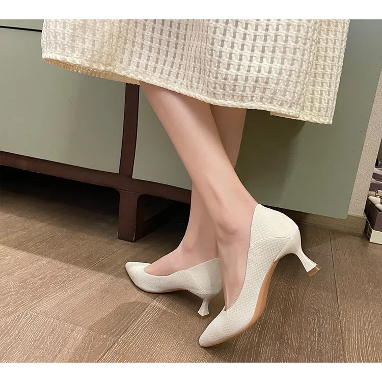 High Heels, Pointed Toe Professional Work Shoes, Soft Surface Women's Shoes