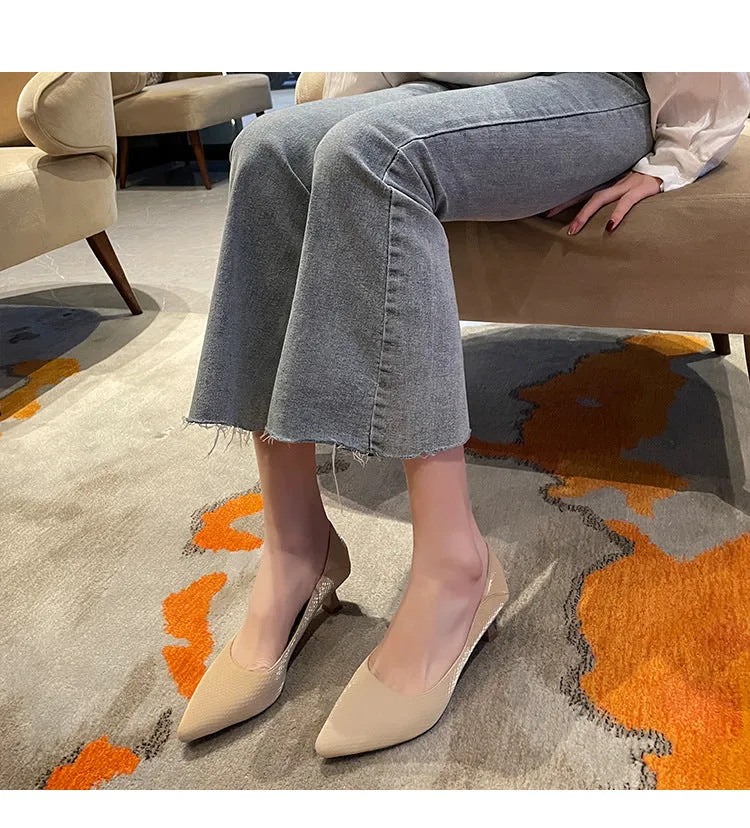 High Heels, Pointed Toe Professional Work Shoes, Soft Surface Women's Shoes