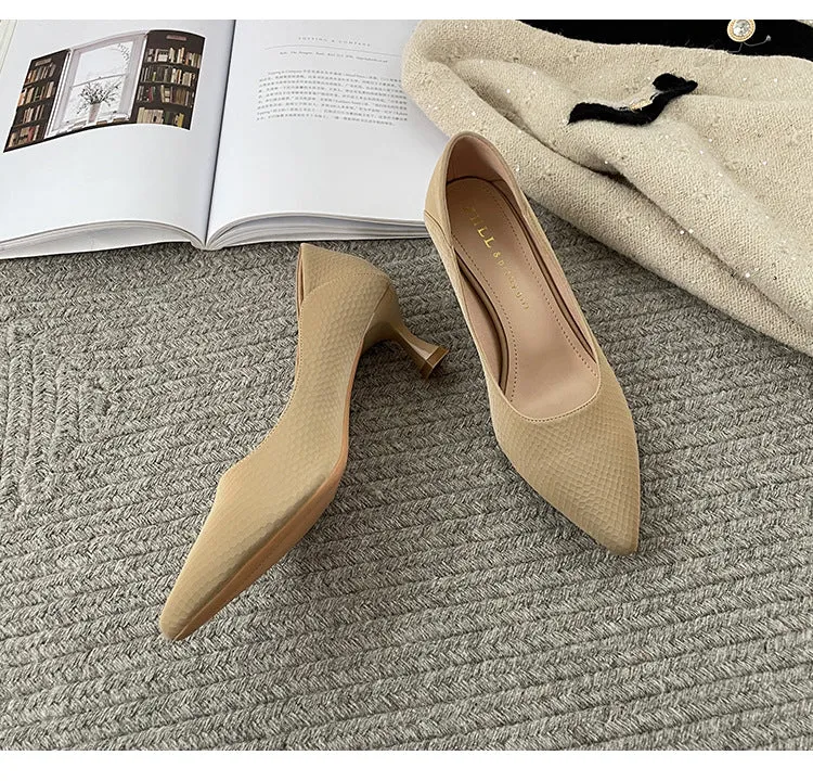 High Heels, Pointed Toe Professional Work Shoes, Soft Surface Women's Shoes