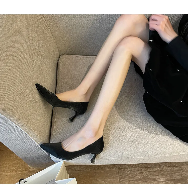 High Heels, Pointed Toe Professional Work Shoes, Soft Surface Women's Shoes