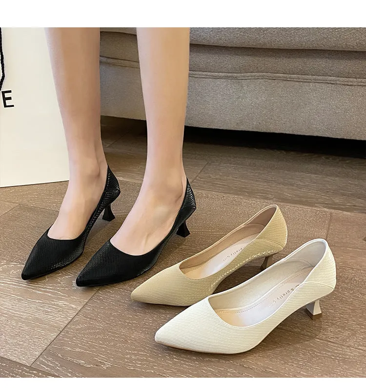 High Heels, Pointed Toe Professional Work Shoes, Soft Surface Women's Shoes