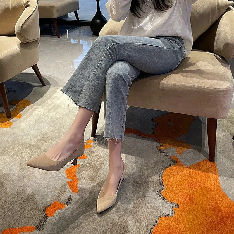 High Heels, Pointed Toe Professional Work Shoes, Soft Surface Women's Shoes