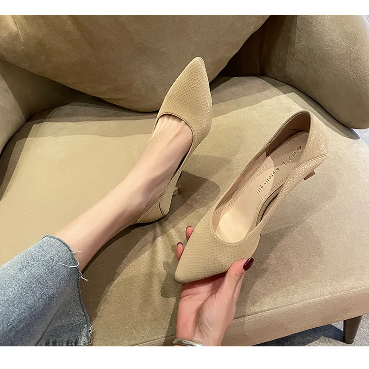 High Heels, Pointed Toe Professional Work Shoes, Soft Surface Women's Shoes