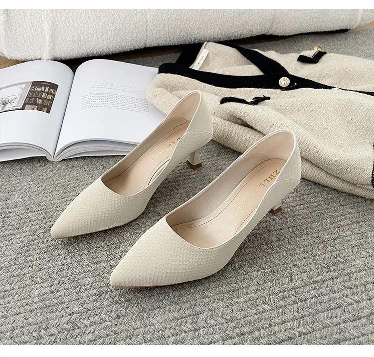 High Heels, Pointed Toe Professional Work Shoes, Soft Surface Women's Shoes