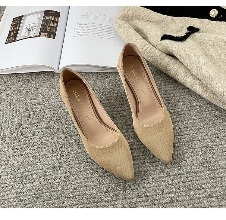 High Heels, Pointed Toe Professional Work Shoes, Soft Surface Women's Shoes