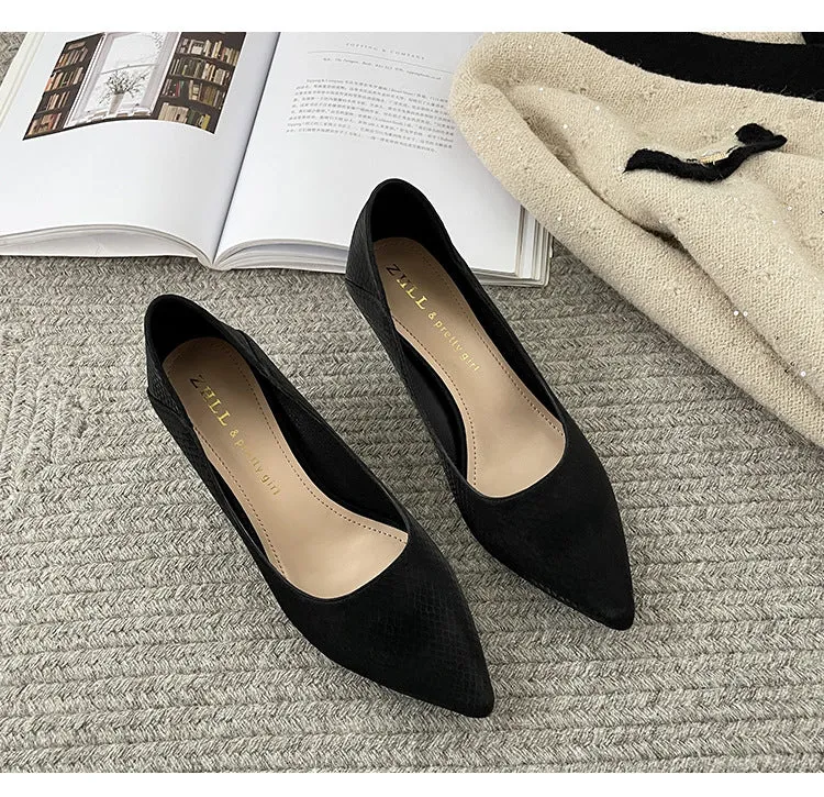 High Heels, Pointed Toe Professional Work Shoes, Soft Surface Women's Shoes