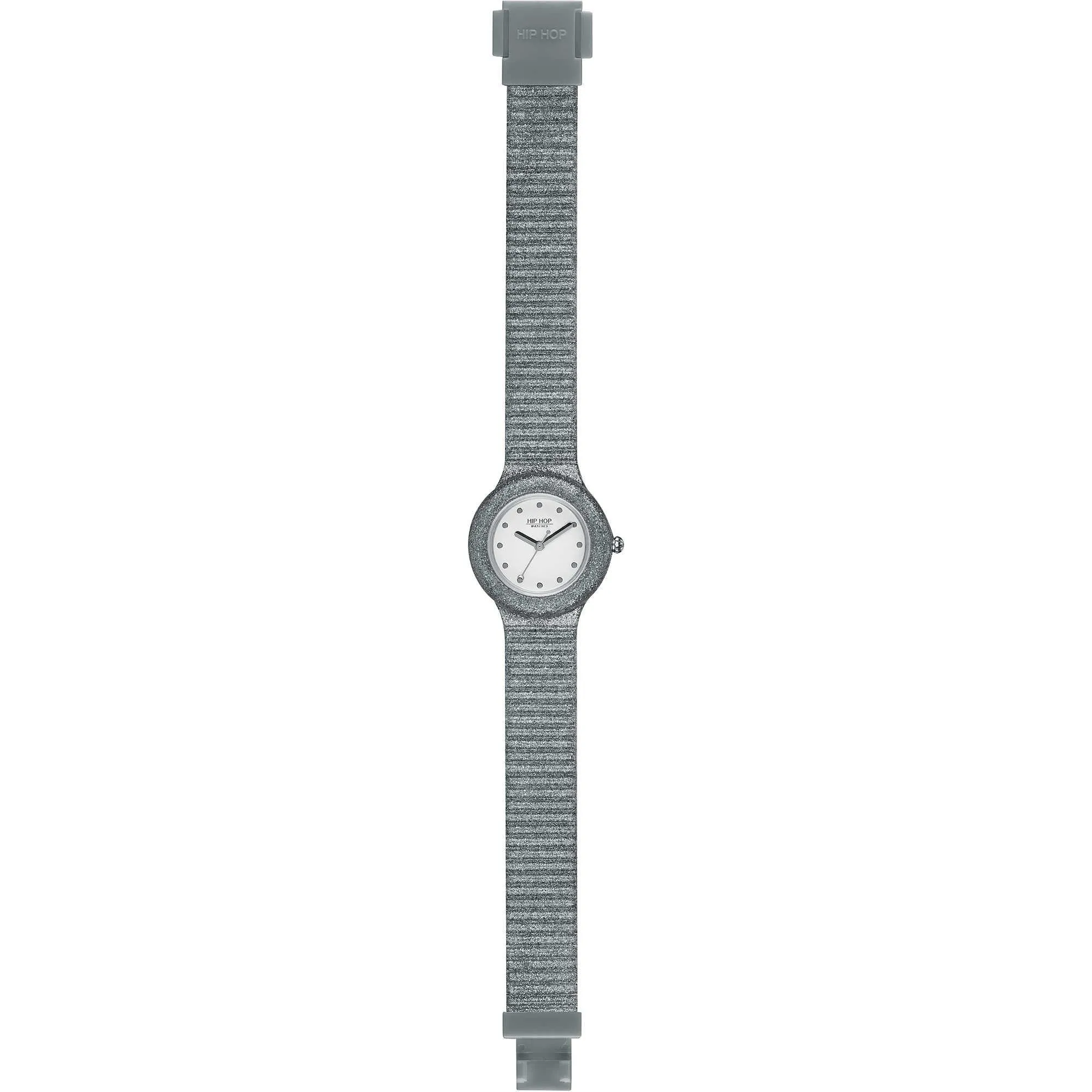 Hip hop sparkling mania silver 32mm Quartz silicone Hwu0967