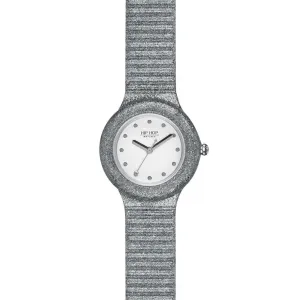 Hip hop sparkling mania silver 32mm Quartz silicone Hwu0967