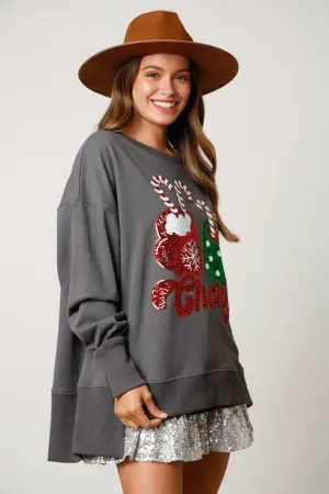Holiday Sparkle Womens Sequin Sweatshirt | Sparkly Top | Womens Jumper | Christmas Sweatshirt
