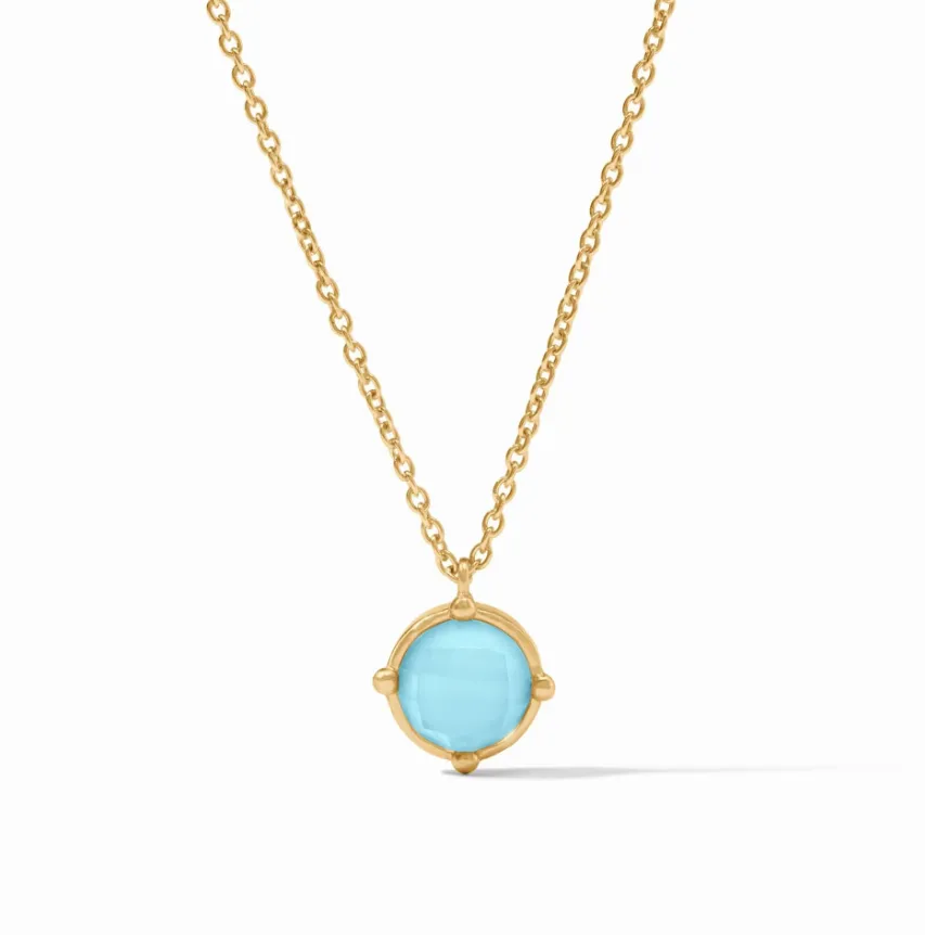 Honeybee Solitaire Necklace - Iridescent Capri Blue