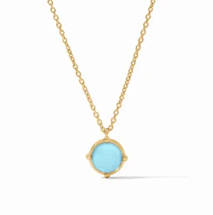 Honeybee Solitaire Necklace - Iridescent Capri Blue