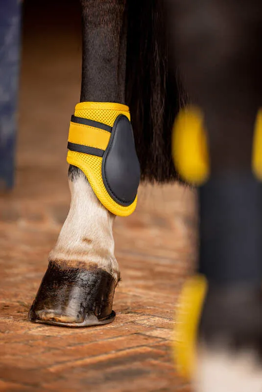 Horze Chicago 2.0 Fetlock Boots Very Dark Blue with Yellow