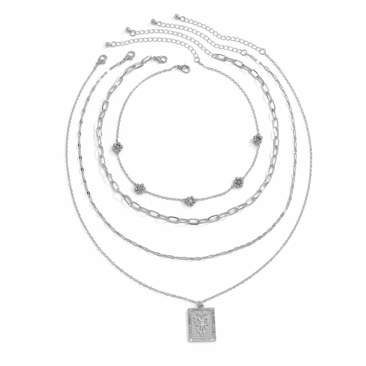 Howlite & Silver-Plated Mum & Butterfly Card Pendant Necklace Set