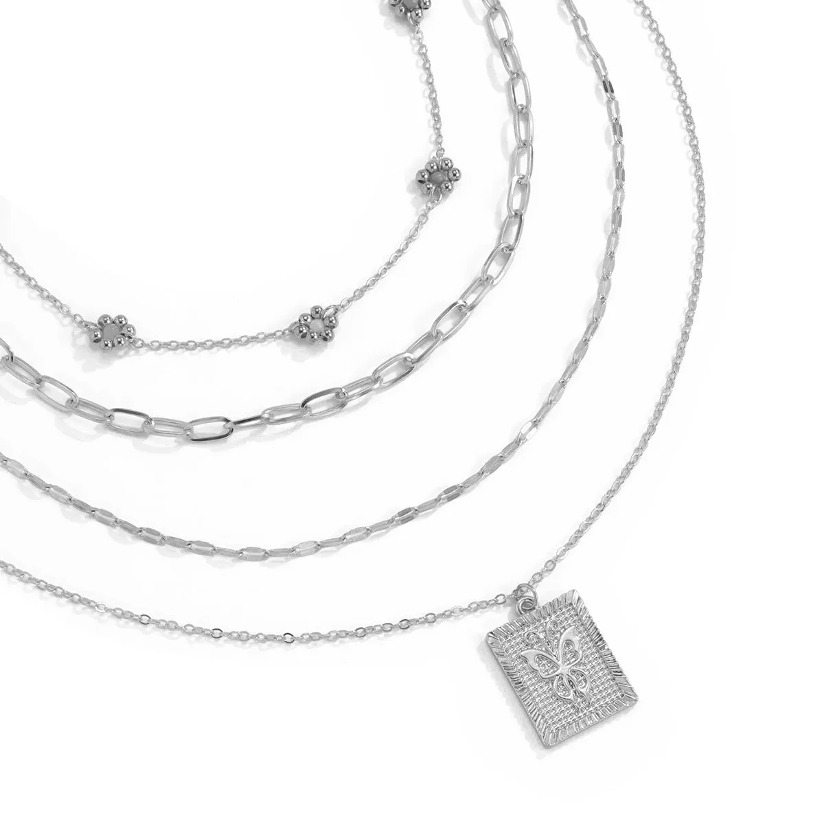 Howlite & Silver-Plated Mum & Butterfly Card Pendant Necklace Set