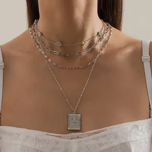 Howlite & Silver-Plated Mum & Butterfly Card Pendant Necklace Set