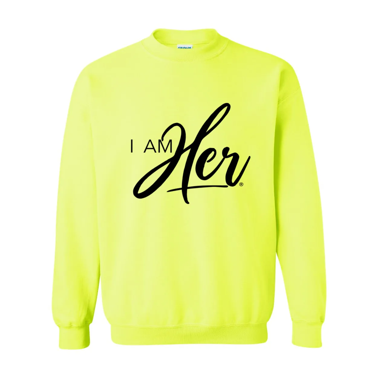 I AM HER Signature Women's Crewneck Sweater - Neon Green