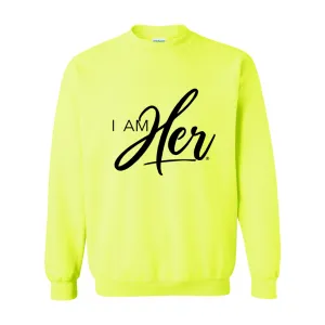 I AM HER Signature Women's Crewneck Sweater - Neon Green