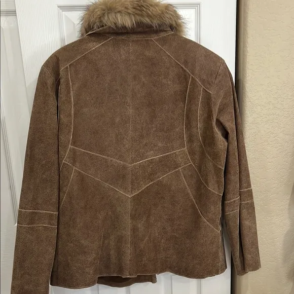 i.e Brown Faux Fur Collar Women's Jacket