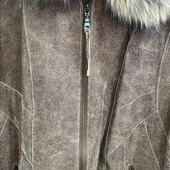 i.e Brown Faux Fur Collar Women's Jacket