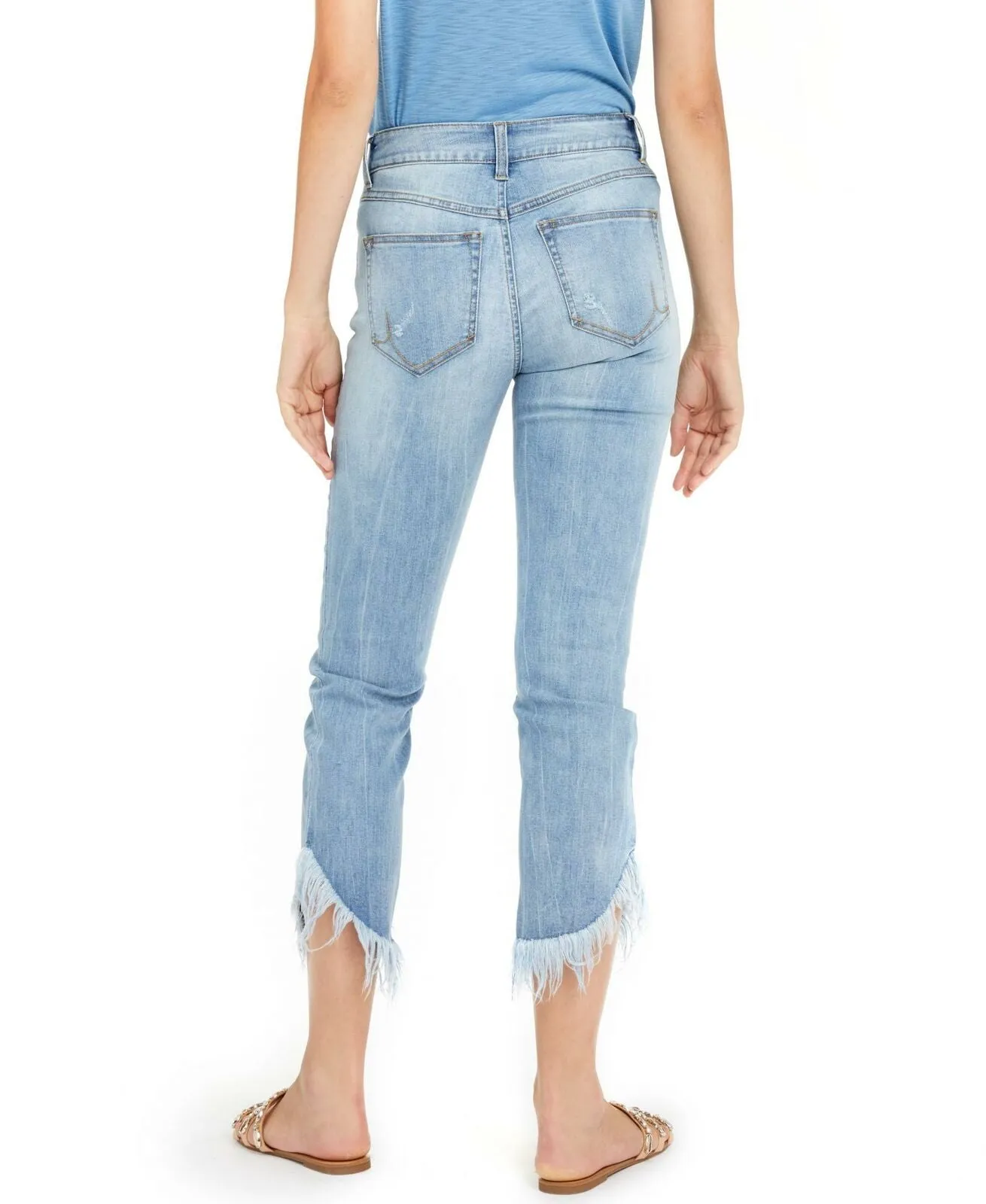 INC International Concepts Women's Fringe Hem Button Front Jeans