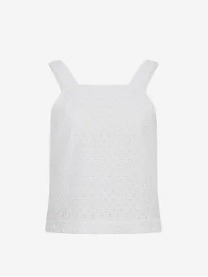 Iris Women's Organic Cotton Broiderie Top | Off White
