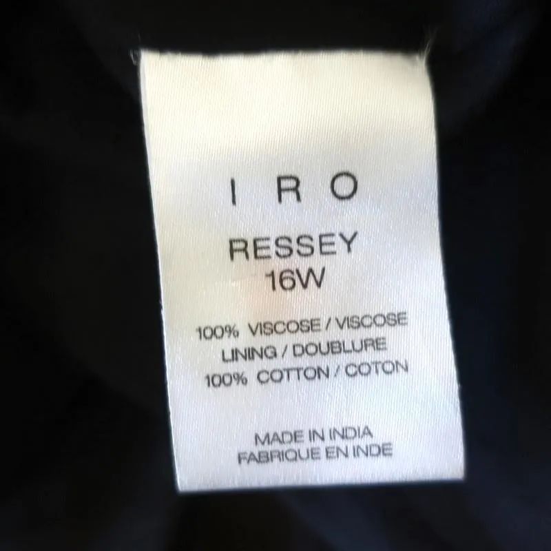 IRO Mini Dress Ressey Red/Black Ruffled Printed Chiffon Size 34 Long Sleeve