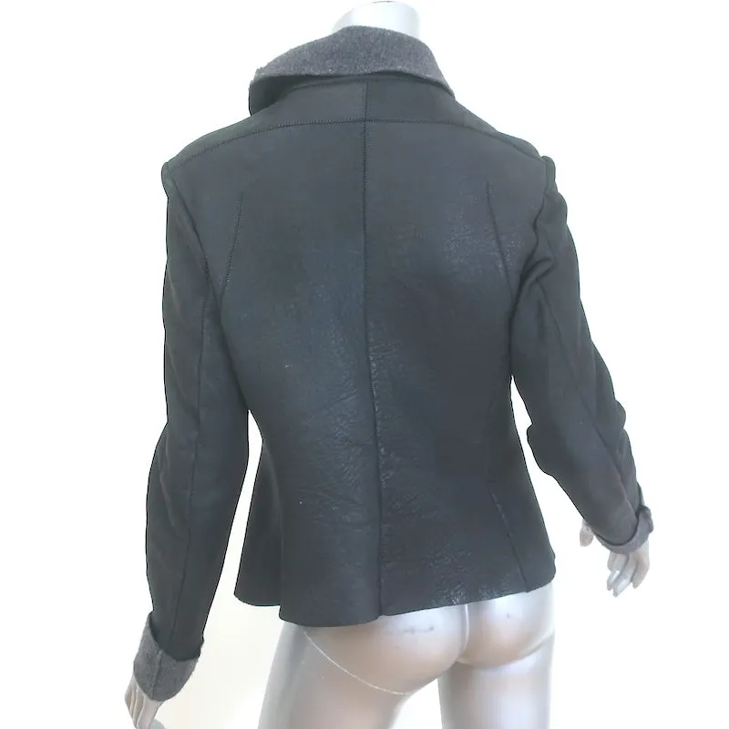 Isaac Sellam Experience Asymmetric Draped Leather Jacket Black Size Medium