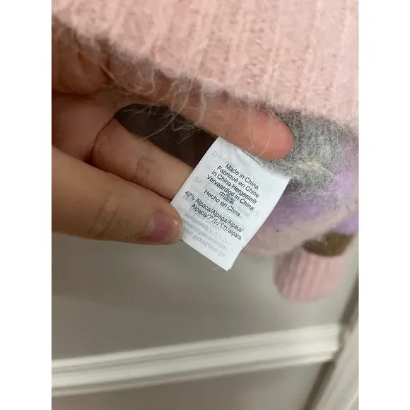 J. Crew Point Sur Striped Preppy Classic Alpaca Wool Pink Crew Neck Sweater S.